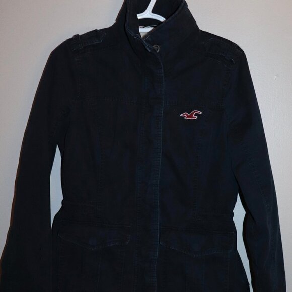 Hollister Navy Sherpa Lined Button Down Jacket Size M - Picture 1 of 7